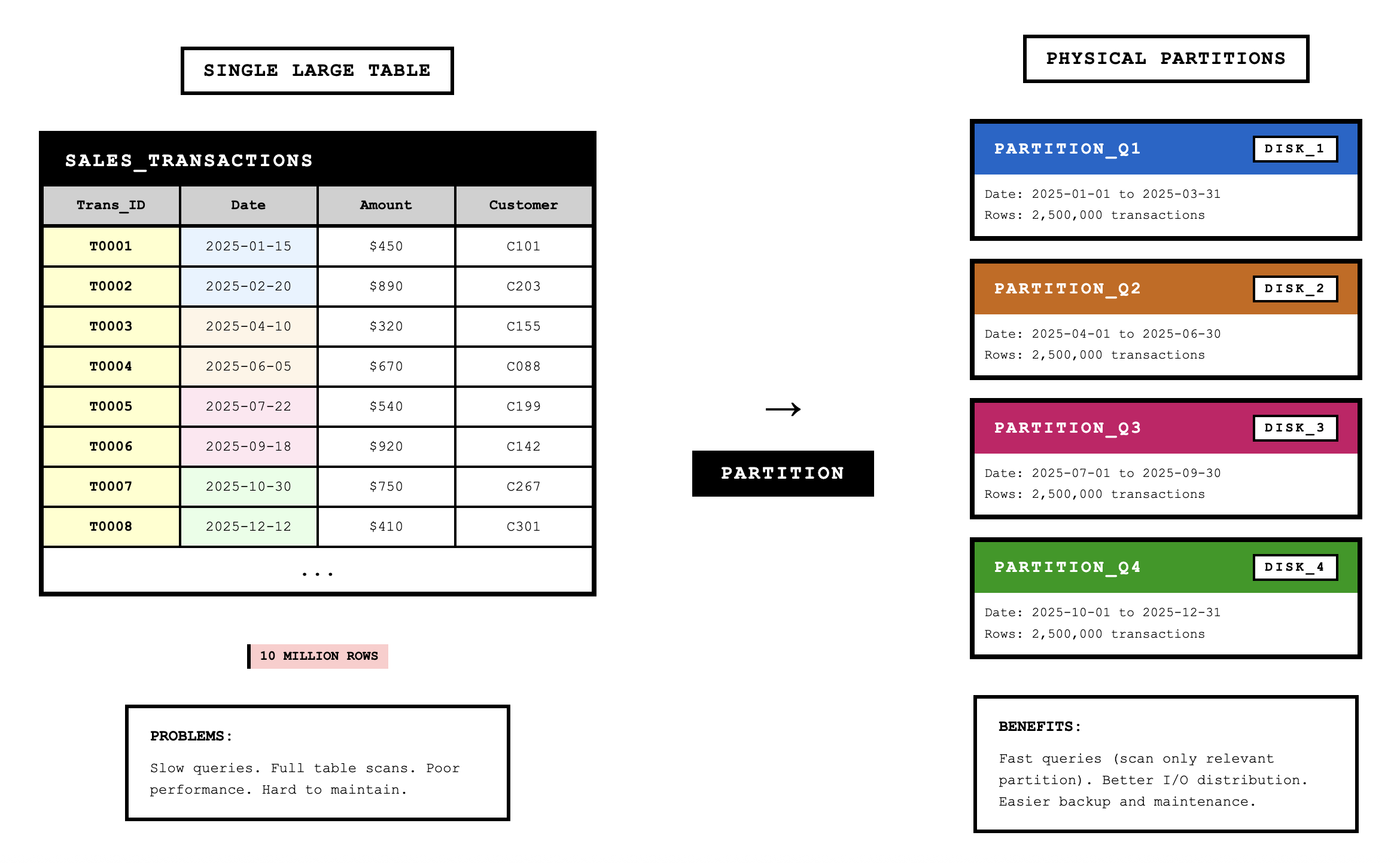 Shows physical partitioning.